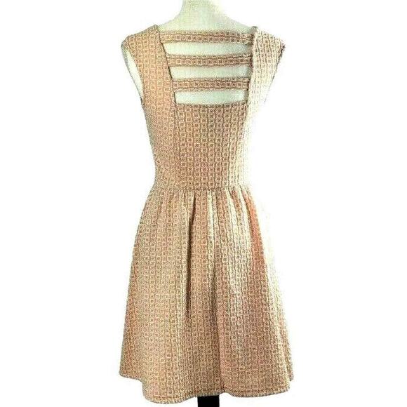 Xhilaraton  Dress Womens Small Peach White Print Open Back Summer‎ - Picture 1 of 7
